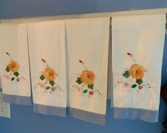 Embroidered Linen Hand Towels