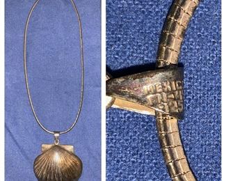 Sterling Shell Pendant & Necklace