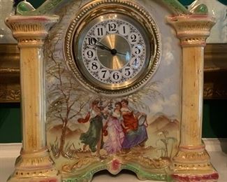 Porcelain Paint Decorated Mantle Clock