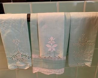 Embroidered Linen Hand Towels