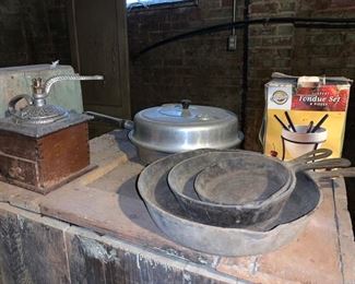 Cast iron Pans/ Coffee Mill