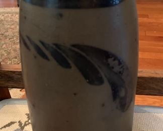 Small Cobalt Decorated Stoneware Wax Seal Jar