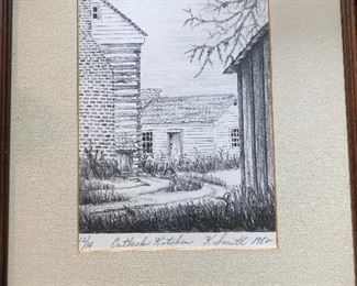 Signed and Numbered "Outback Kitchen" by K. Smith Pencil Sketch