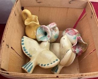 Miniature Pottery Pieces and Pie Birds