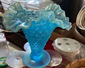 Small Fenton Glass Fan Vase