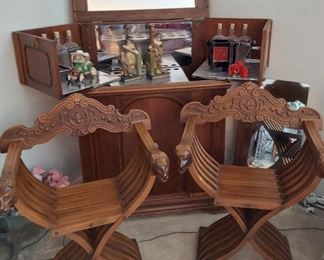 Vintage bar with original glass decanters