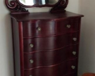 Antique highboy dresser with mirror