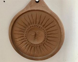 $20 - Hanging sun terracotta design, "Knobler" - 6" H x 5" W.  