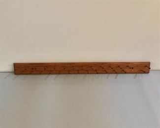 $40 Weese's Woodshop  wood hanging rack for ties or other items.   30" L, 2.5" H, 3" D.  