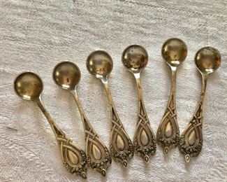 $30 Set of 6 sterling silver salt spoons.  Each 2.25" L. 