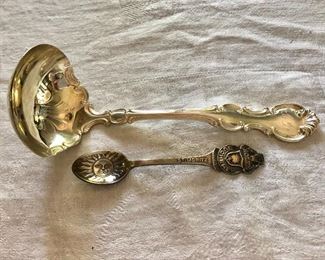 $20 - Silver plated ladle (available) and $10 - souvenir spoon. SOLD Spoon 4.25" L.