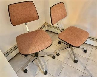 $150 each  - Vintage HAG adjustable desk chairs (Hag, Oslo, Norway), left one has slight stain on seat - 34"-38"H, 17.5" W, 19" D, seat height 18"-23".  
