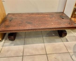 $195  Vintage rustic  low table 42" L, 21.5" W, 11.5" H. 