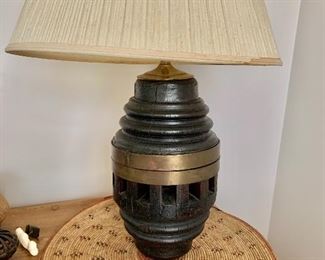 $150  Wheel lamp.   31 " H, base 10" diam. 