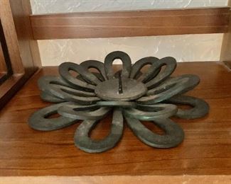 $40  Iron candle stand in shape of a flower.  8.5" diam. 