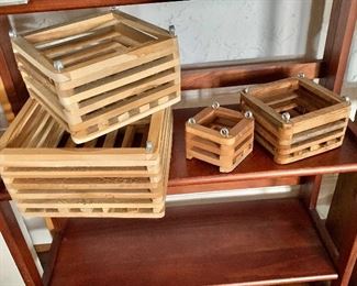 $80  Set of 4  boxes for orchids! Or arts and crafts nested wood crates.   Largest: 5.5" H, 10" W, 10" D. Smallest: 3.5" H, 4" W, 4" D. 
