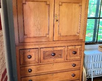 $900  English Country pine cabinet and chest of drawers  -  72.5" H, 48.25" W, 22.5" D.