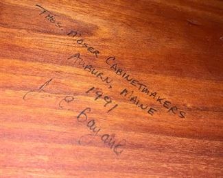 Detail of signature under table