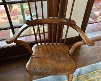 $250  Antique comb back chair  40.5" H, 25.5" W, 14.5" D, seat height 17".