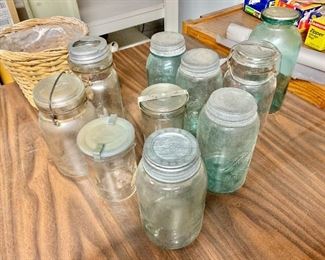 $120 -   Lot vintage mason jars. 