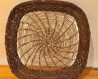 $75 Spider web basket.  20.5" H, 20.5" W, 3" deep. 