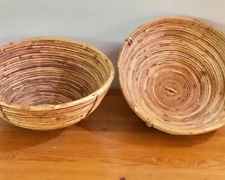 $45 pair circular woven baskets.  Left: 5" H, 10" diam.  Right: 4" H, 9.75" diam.