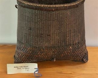 $45 Thai woven  basket with tag.   8" H, 7" W, 5" D.  