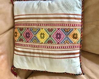 $30 Woven pillow geometric design.   14.5" H x 14.5" W.