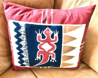 $50 Lizard design pillow.   15" H x 13" W.