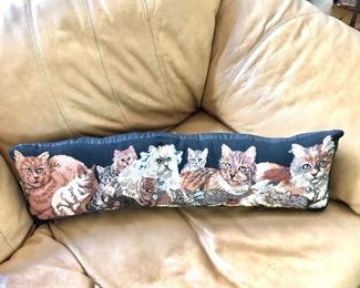 $30 Lumbar cat pillow.  28" L x 8" H.