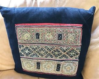 $60 Intricate woven textile pillow.   17" H x 17" W.