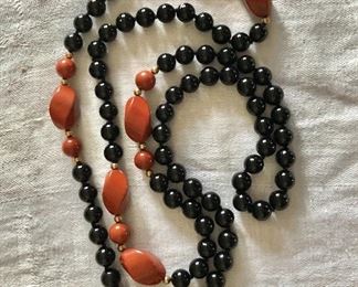 $35 Black and orange beaded necklace 