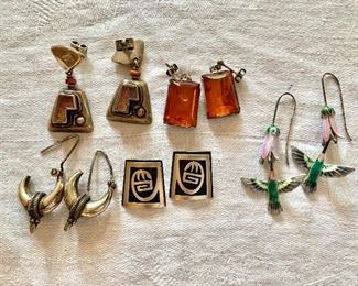 $30 ea pair of modernist earrings.  Amber and hummingbird earrings (SOLD).  Ranges from 0.8"L to 2"L 