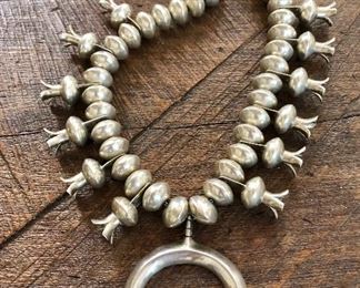 $750 Silver squash blossom necklace  27" L (including pendant)  pendant 2.75" L.