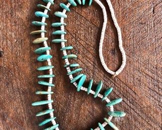 $325 Turquoise and hieshi beaded necklace  31" Long 