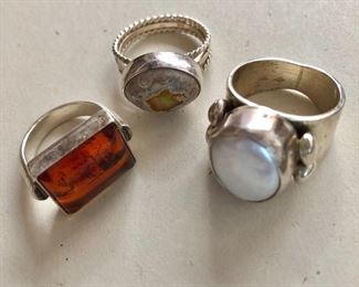 $40 each - Amber ring size 4, Mexican opal ring size 7.5, pearl ring size 8 SOLD 