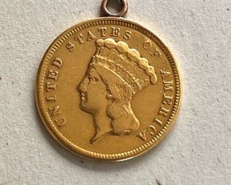 $850 - 1854 Three dollar gold coin 