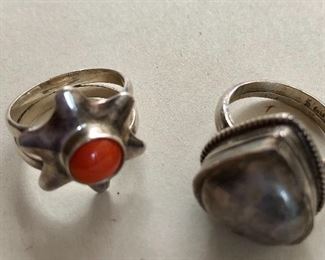 $30 each Red coral and sterling silver ring size: 7, and heart shaped poison ring size: 8 