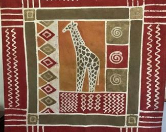 $45 Giraffe batik textile.  34" H x 32.5" W.  
