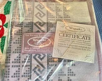 $195 "Wupatki"  Ramona Sakiestewa designed blanket new with certificate woven by Scalamandre.  84" L x 68" W. 