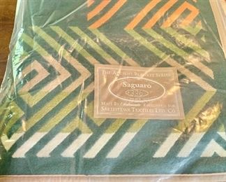 $195 "Saguaro" Ramona Sakiestewa designed blanket new in package  woven by Scalamandre.   82" L x 66" W. 