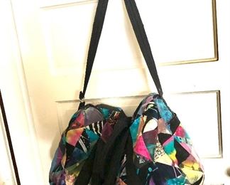 $20 Colorful cloth over the shoulder gym bag or purse.  20" W x 14" H.  