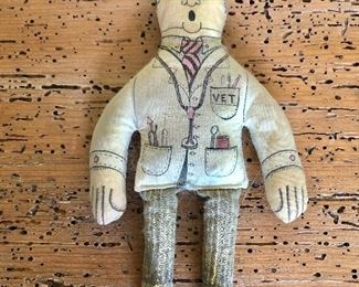 $20 Signed Anne Lika squeeze cloth doll  "Vet" 