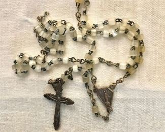 $15 Mother of pearl like beaded rosary 