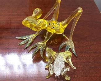 Hand Blown Art Glass Frogs