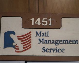 Vintage Mail Management Sevice wooden sign 40 inches by 2 feet