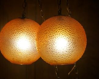 Mid-Century Orange paired hanging light fixtures