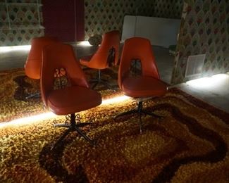 Mid-Century Orange swivel  chairs