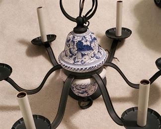 Antique porcelain Delft-style chandelier