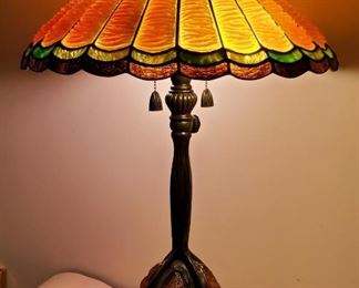 Vintage drapery stained class lamp, Tiffany style